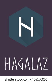 Hagalaz rune of Elder Futhark in trend flat style. Old Norse Scandinavian rune. Germanic letter. Vector illustration.