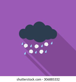 Hagel icon. Flat vector related icon with long shadow for web and mobile applications. It can be used as - logo, pictogram, icon, infographic element. Vector Illustration.