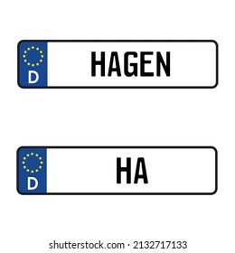 Hagen Car License Plate - Vehicle registration plates of Germany