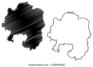 Hagen City (Federal Republic of Germany, North Rhine-Westphalia) map vector illustration, scribble sketch City of Hagen map