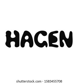 Hagen logo, Nordrhein Westfalen sign, symbol. Cartoon style. Lettering. Hand drawn. Modern design. Fashion print for clothes, cards, picture, poster, banner for websites. Vector illustration