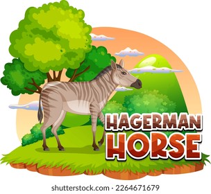 Hagerman horse cartoon character with logo illustration