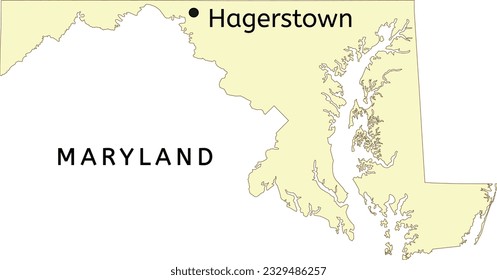 Hagerstown city location on Maryland state map