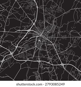 Hagerstown Maryland Vector Map, Detailed City Street Map Black and White Minimalist Line Art