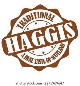 Haggis label or sticker on white background, vector illustration