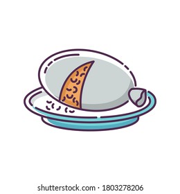 Haggis RGB color icon. Scottish savory meal. National pudding recipe. Dish cooked in animal stomach. European mutton food. Recipe with sheep liver and lungs. Isolated vector illustration