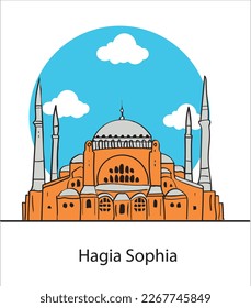 Santa Sofía. ayasofya ayasofya Estambul. Ilustración dibujada por mano