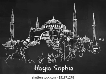 Hagia Sophia Drawing on the Blackboard