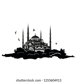 Hagia Sophia in Istanbul, Turkey. Vector, illustration.
