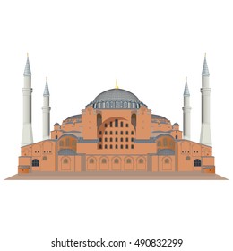 Hagia Sophia in Istanbul, Turkey. Vector, illustration.