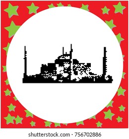 Hagia Sophia museum or Ayasofya Muzesi in Istanbul, Turkey vector illustration isolated on round white background with stars