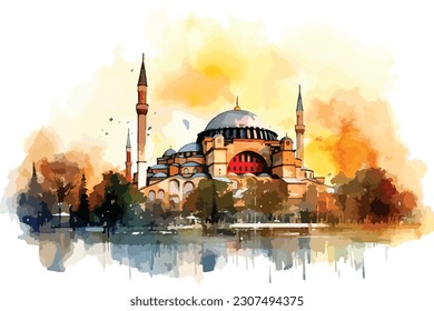 Hagia sophia vector illustration, istanbul Turkey