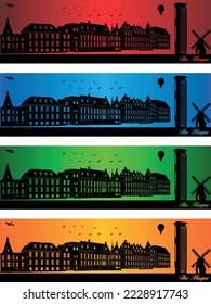 The Hague city in a four different colors - illustration