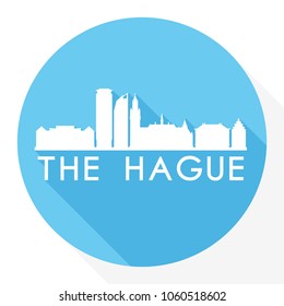 The Hague Netherlands  Flat Icon Skyline Silhouette Design City Vector Art Round logo.