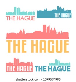 The Hague Netherlands Flat Icon Skyline Vector Silhouette Design Set Logos.