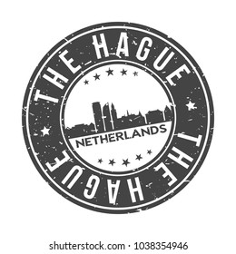 The Hague Netherlands Round Stamp Icon Skyline City Design Badge Rubber.