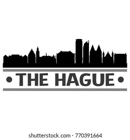The Hague Netherlands Skyline Silhouette Stamp City Design Vector Art Template