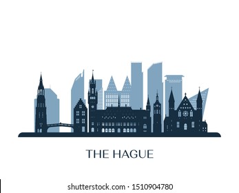 The Hague skyline, monochrome silhouette. Vector illustration.