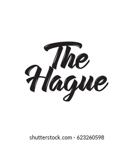 the hague, text design. Vector calligraphy. Typography poster. Usable as background.