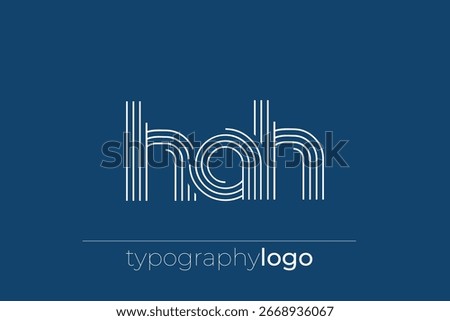 HAH modern geometric typography logo. Modern and stylish composition featuring a monochromatic typography logo illustration designed with intricate lines.