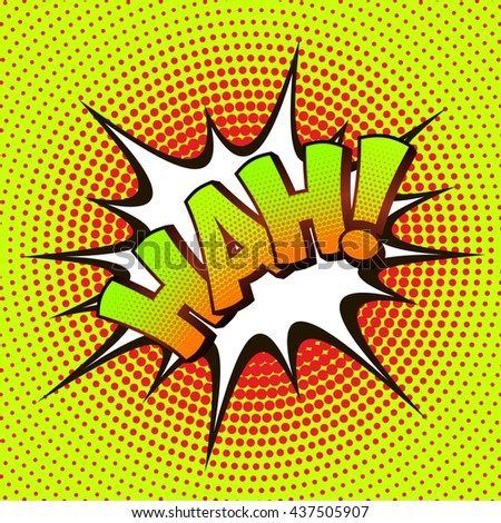 HAH pop art on a background of halftone. Retro comics. Vector illustration