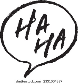 Haha brush calligraphy lettering. Handwritten text. With bubble.