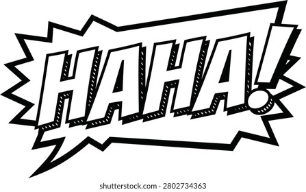 Haha comic speech bubble pop art reaction flat vector illustration