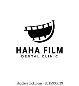 Haha Film Dental Clinic Logo,  Cliché Laugh As A Mouth And A Row Of Teeth