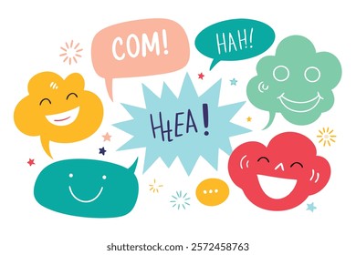 Haha Laughing Speech Bubble Sound Effect - Different Expressions