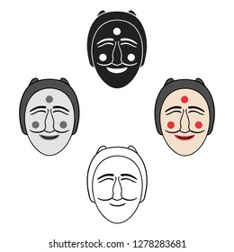 Hahoe mask icon in cartoon style isolated on white background. South Korea symbol stock vector illustration.