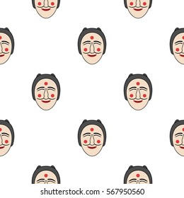 Hahoe mask icon in cartoon style isolated on white background. South Korea pattern stock vector illustration.
