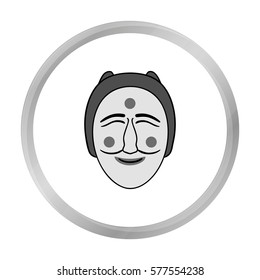 Hahoe mask icon in monochrome style isolated on white background. South Korea symbol stock vector illustration.