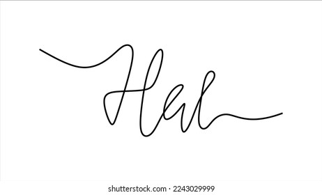 Hai greeting word oneline continuous editable line art