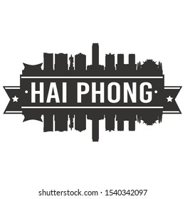 Hai Phong Vietnam. Skyline Silhouette City. Cityscape Design Vector. Famous Monuments Tourism.