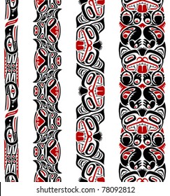 Haida style seamless pattern created with animal images.