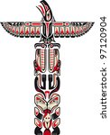 Haida style totem pattern created with animal images. Vector illustration fit for tattoo.