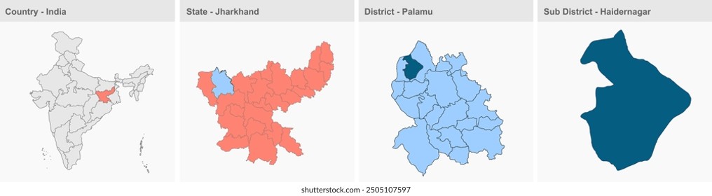 Haidernagar map, Palamu District, Jharkhand state, Republic of India, Government of Jharkhand, Indian territory, Eastern India, politics, village, tourism