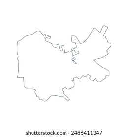 Haifa city line map. State of Israel simple shape map.