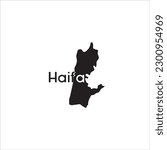 Haifa map and black lettering design on white background
