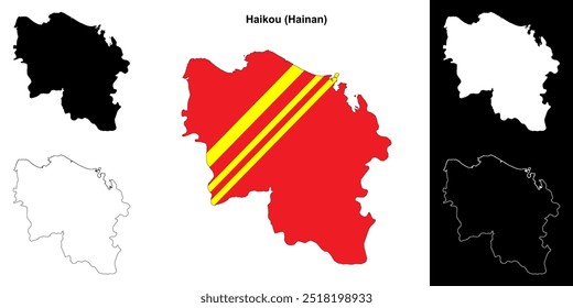 Haikou blank outline map set