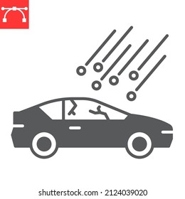 Hail damage glyph icon, insurance and car accident, hail on the car vector icon, vector graphics, editable stroke solid sign, eps 10.