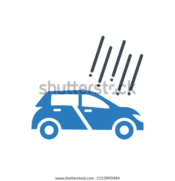 Hail Damage Insurance Icon vector - Car Hail\
Damage Insurance glyph style\
blue