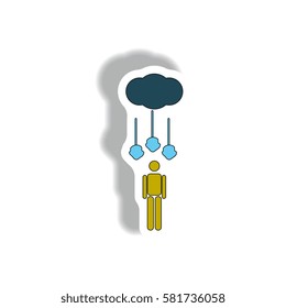 hail falling on man silhouette, weather sticker