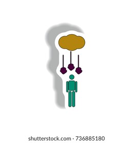 hail falling on man silhouette, weather sticker