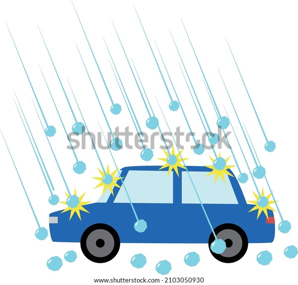 Hail hits the car and is\
damaged