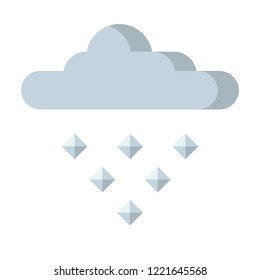 Hail icon. Gray cloud, falling ice from the sky. Meteorology or insurance template. Bad weather, hurricane. Vector illustration flat design. Isolated on white background.