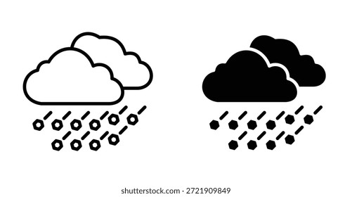 Icono de granizo. Línea con trazo editable y plano para el Web