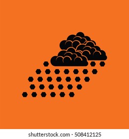 Hail icon. Orange background with black. Vector illustration.