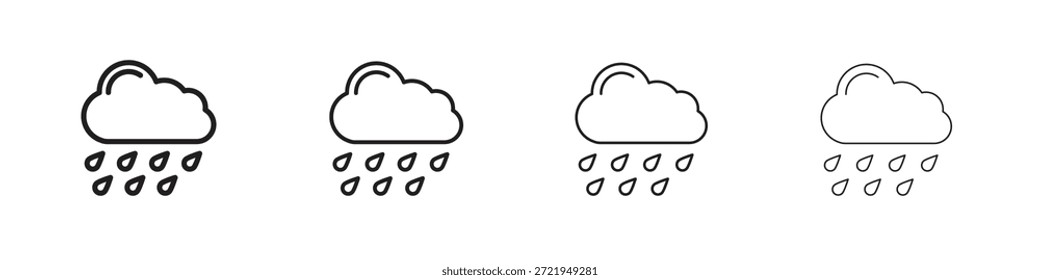 Iconos de granizo delinean el diseño de Vector negro. Línea con trazo editable.
