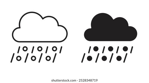 Iconos de granizo. Conjunto de Vector en estilo relleno y línea.